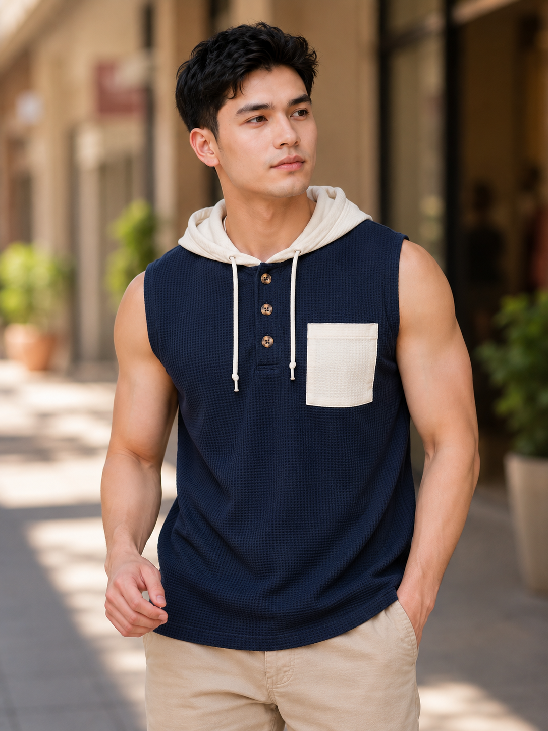 XDM FITS Men's Waffle Sleeveless Hoodie