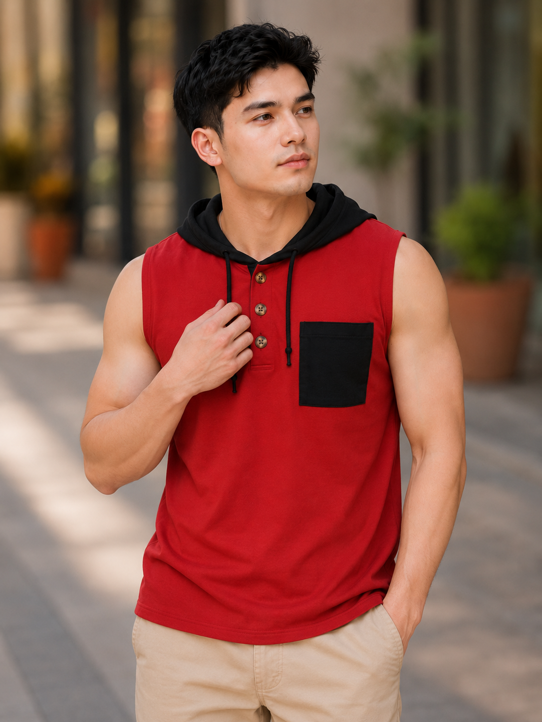 XDM FITS Men's Waffle Sleeveless Hoodie