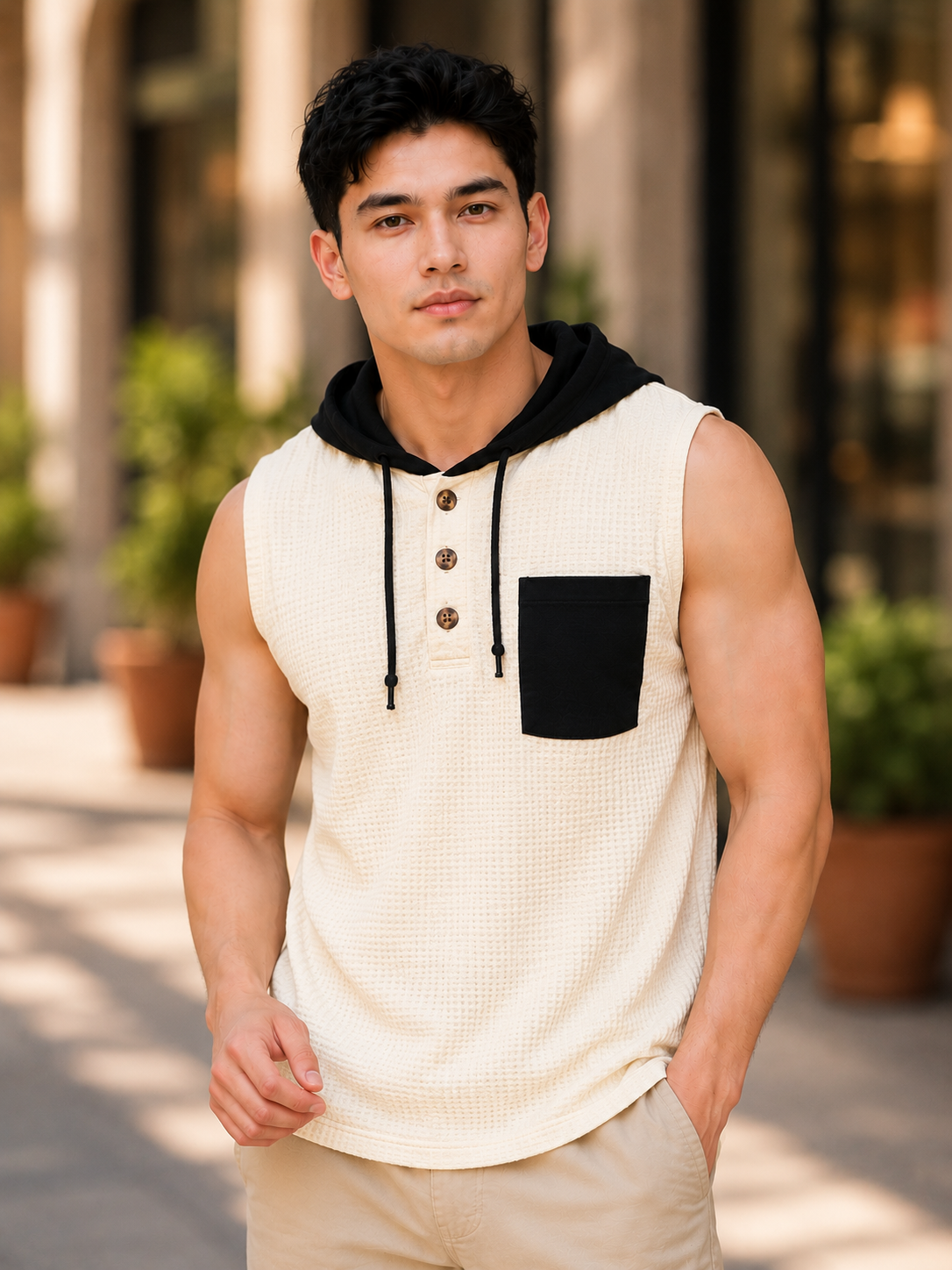 XDM FITS Men's Waffle Sleeveless Hoodie