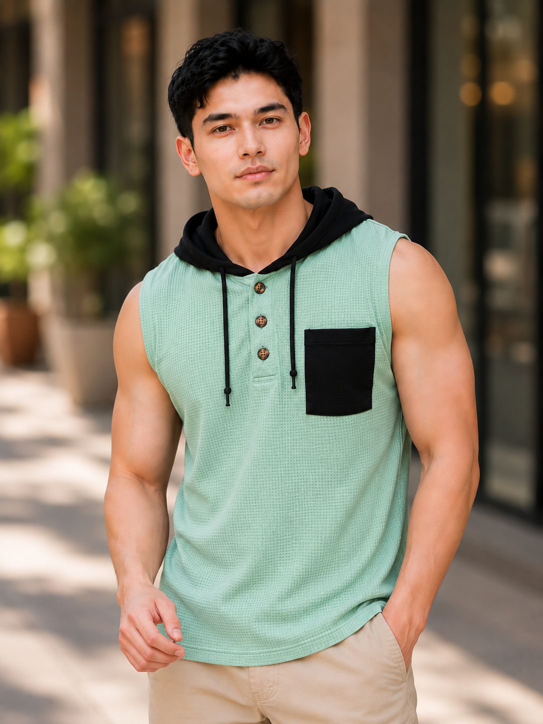 XDM FITS Men's Waffle Sleeveless Hoodie