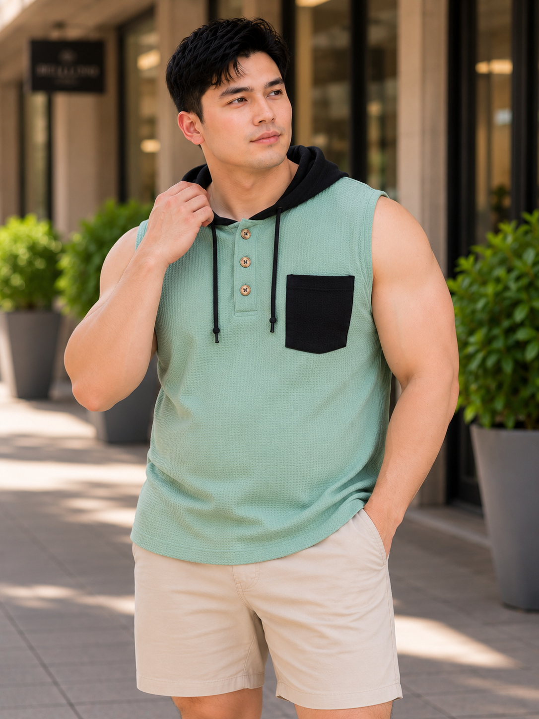 XDM FITS Men's Waffle Sleeveless Hoodie