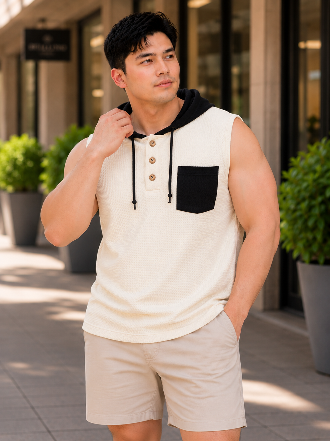 XDM FITS Men's Waffle Sleeveless Hoodie