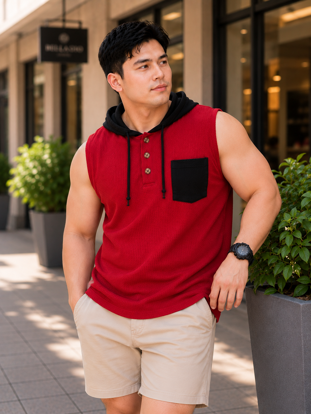 XDM FITS Men's Waffle Sleeveless Hoodie