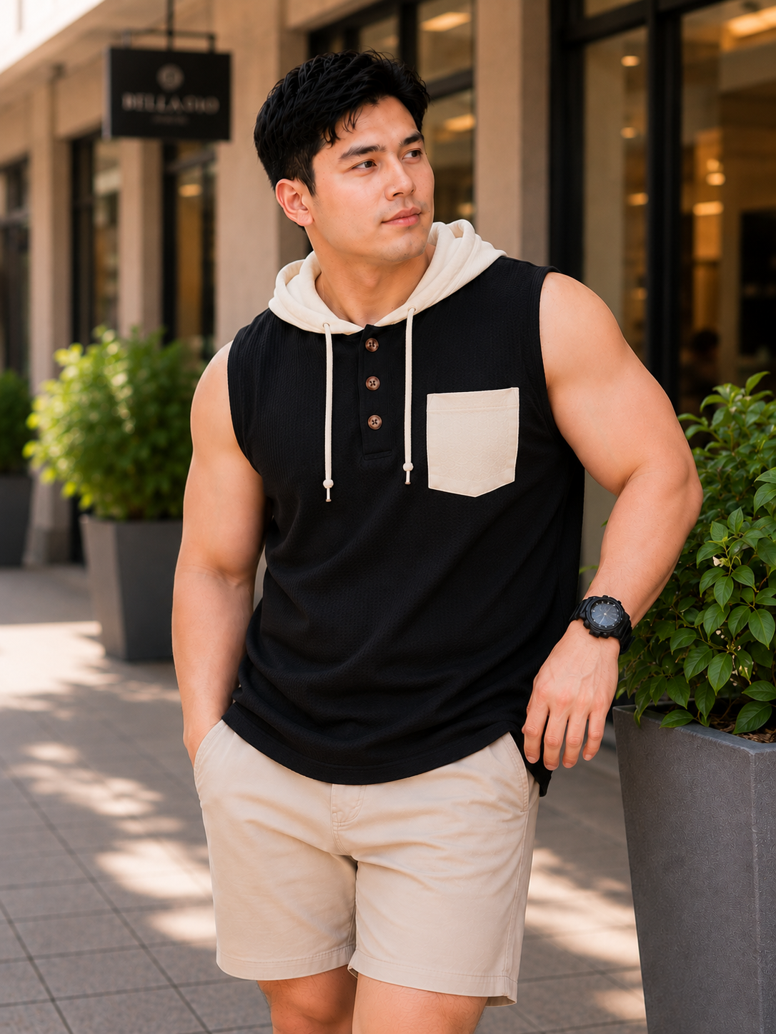 XDM FITS Men's Waffle Sleeveless Hoodie