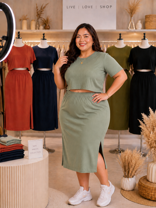XDM-CurveFlow Coordinates Set | Matching Blouse & Skirt | Plus Size OOTD