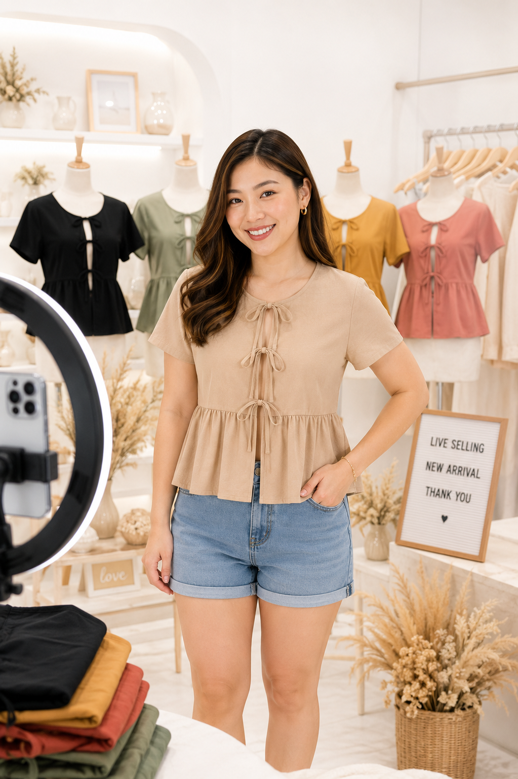 XDM-Phoebe SelF-Tie Peplum Top | Crumpled Linen Fabric | Regular & Plus Size Available