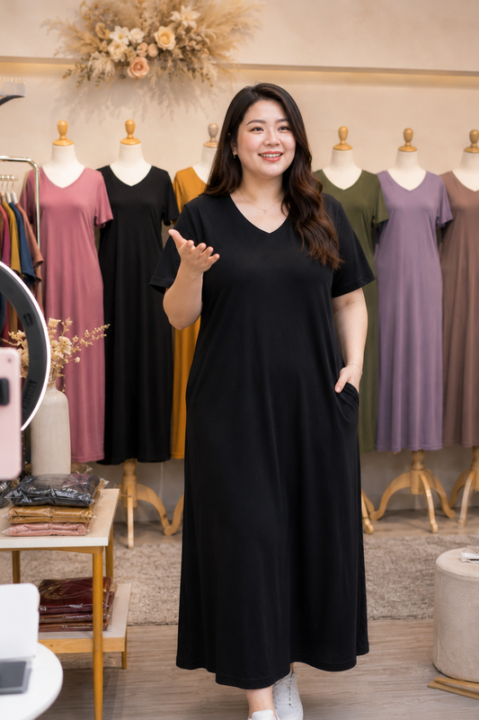 XDM FITS-Plus Size Comfy Queen Maxi Dress with Pocket