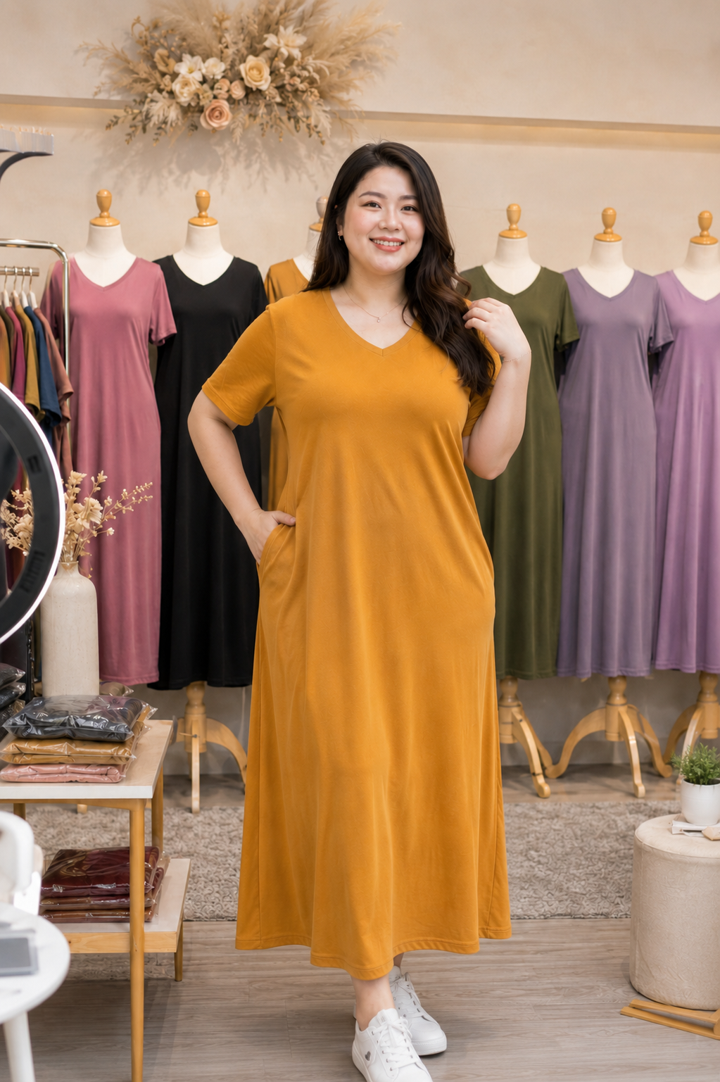 XDM FITS-Plus Size Comfy Queen Maxi Dress with Pocket