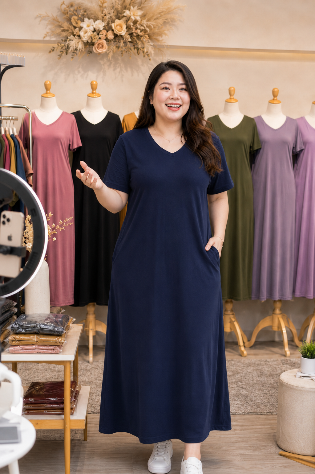 XDM FITS-Plus Size Comfy Queen Maxi Dress with Pocket