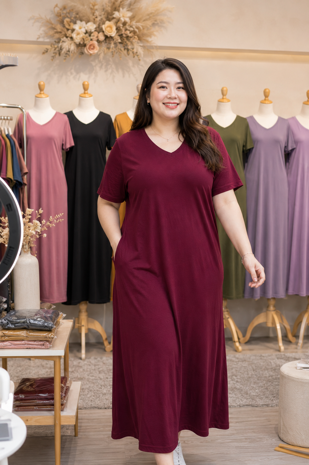 XDM FITS-Plus Size Comfy Queen Maxi Dress with Pocket