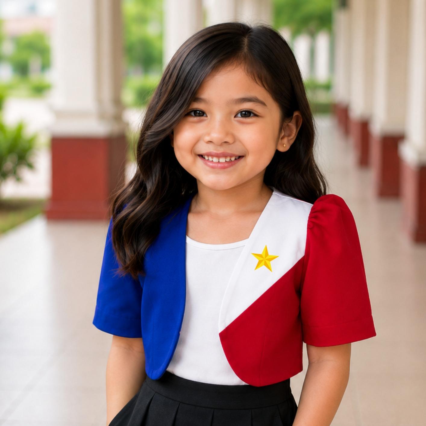 XDM-Filipiniana-Elegant Satin Sleeve Filipiniana Top