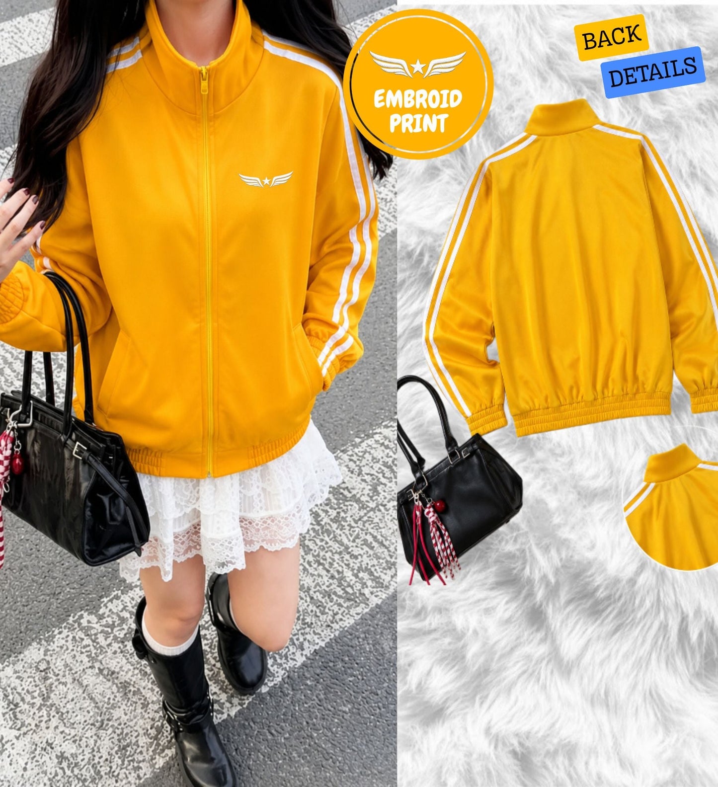 XDMPL- MINIMALIST EMBROID STRIPE JACKET | YONEX FABRIC | Korean-Inspired Sporty Jacket | Regular Size XS-M